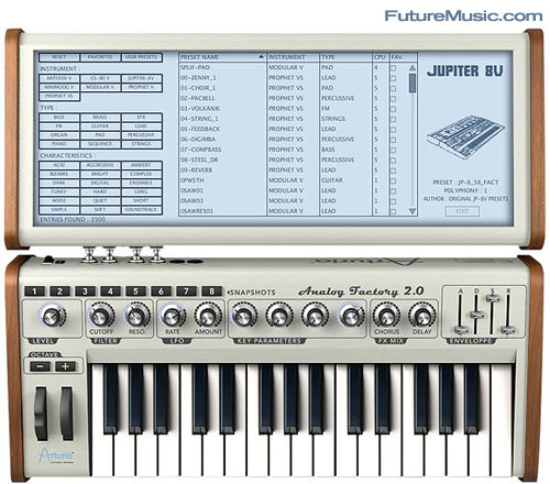 Arturia Analog Factory Experience Screen View