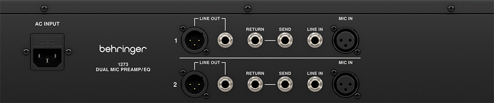 Behringer Dual-Mic Preamp and EQ Rear view connectivity
