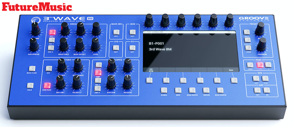 The new Groove Synthesis 3rd Wave 8M features 8 voices of polyphony and bi-timbral operation The new Groove Synthesis 3rd Wave 8M features 8 voices of polyphony and bi-timbral operation