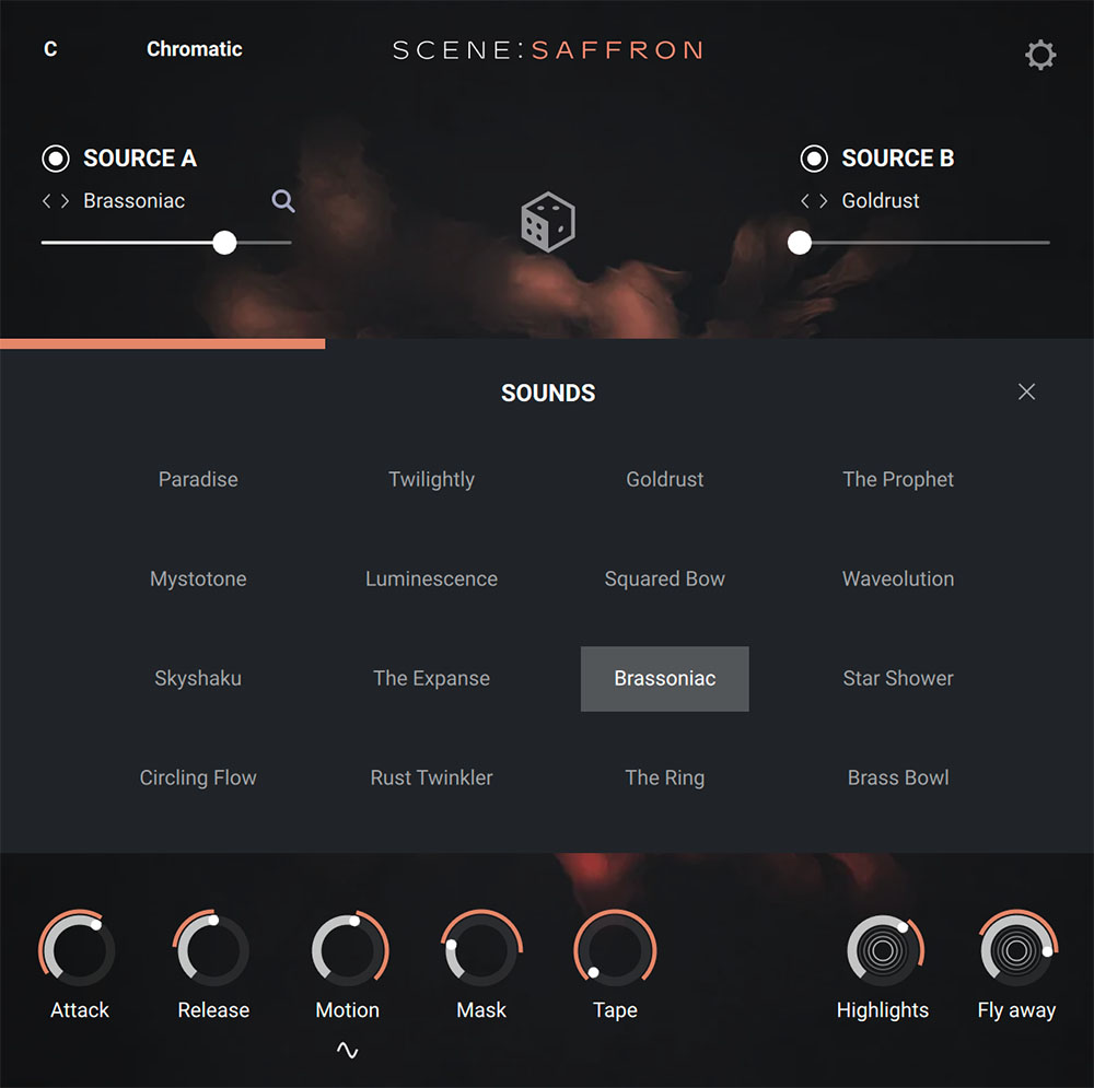 Native Instruments Scene: Saffron Review Sounds Menu