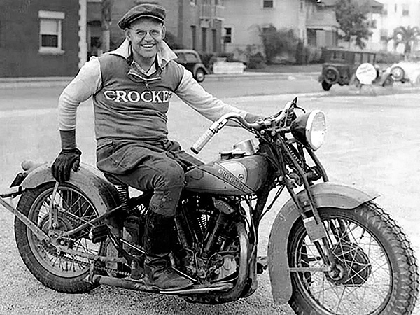 Paul Bigsby On A Crocker Motorcycle