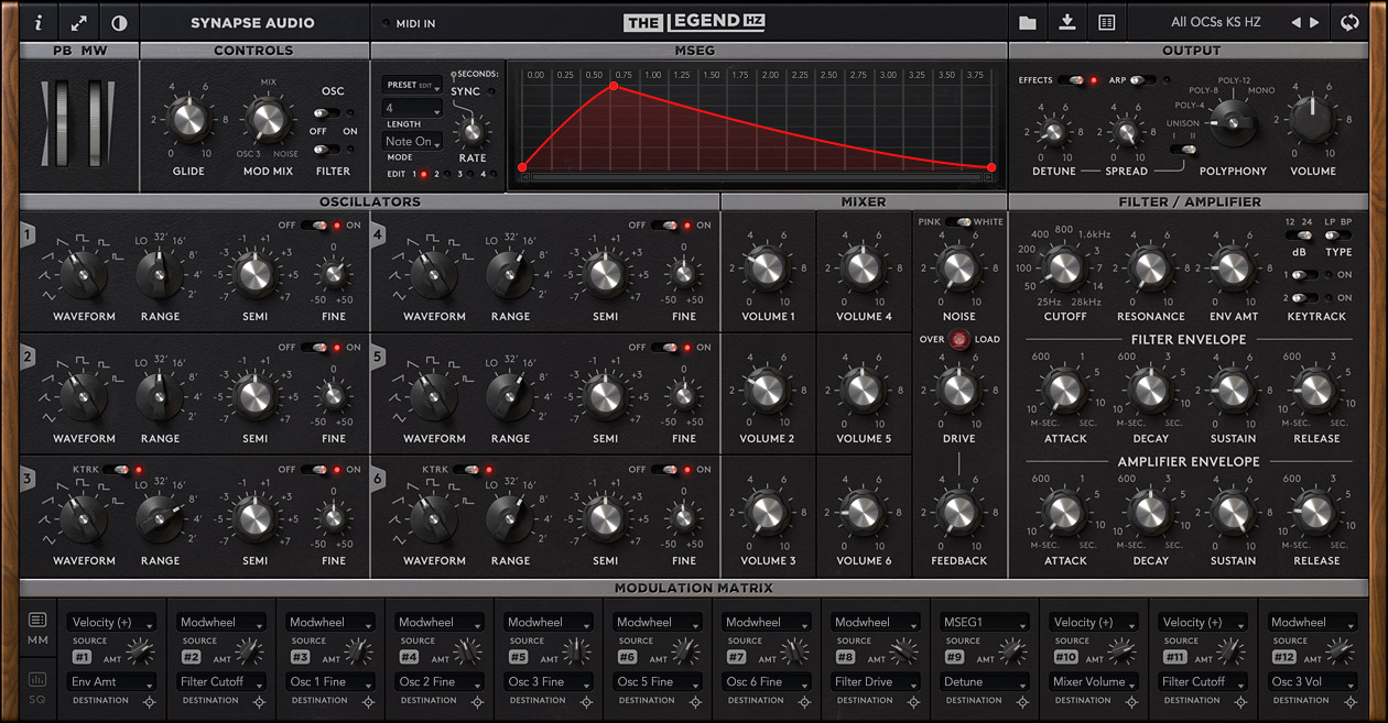 Synapse Audio The Legend HZ Soft Synth Front View