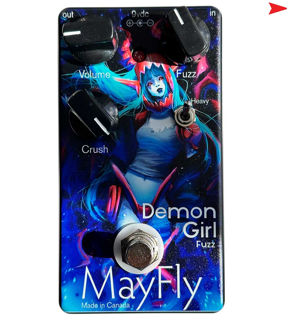 Top View of MayFly Audio Demon Girl Fuzz Guitar Pedal 